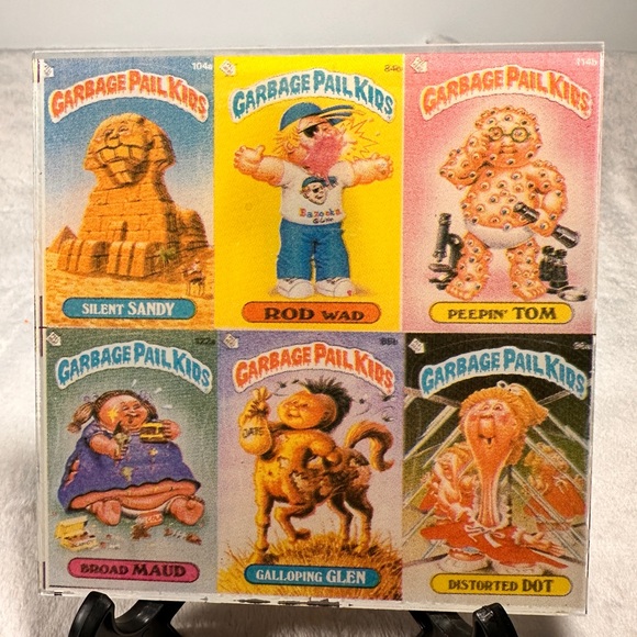 Rare Vtg MCM 1986 Glass Six Different Images Of Garbage Pail Kids Carnival Prize - Picture 1 of 15
